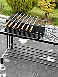 Мангал на 9 шампурів з боковим столиком та місцем під дрова, фото 5
