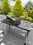 Мангал на 9 шампурів з боковим столиком та місцем під дрова, фото 3