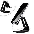 Підставка настільна для смартфона, алюмінієва регульована, чорна Без бренда, фото 2