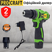 Аккумуляторный шуруповерт Procraft PA-12Li COMPACT компактный легкий с двумя батареями 12 В, двухскоростной