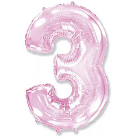 Фольгована кулька цифра рожева "3" 40" Flexmetal упаковка