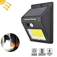 Вуличний світильник на сонячній батареї "SH-1605" Чорний, COB LED ліхтар з датчиком руху (светильник уличный)