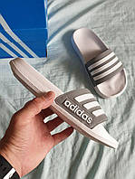 Женские шлепанцы Adidas Slides White Grey (белые с серым) удобные спортивные летние шлепки 233