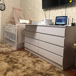 Білий сповивальний комод 8 Ящиків на телескопічних напрямних