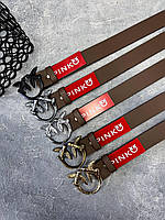 Стильный женский брендовый ремень Pinko ширина 4см разные цвета бляхи, Шоколад