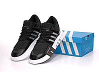 Мужские кроссовки Adidas EQT Bask ADV V2 Reflective (Черные) Обувь Адидас ЕКТ текстиль рефлектив демисезон