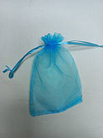 Торбинка для прикрас та подарунків з органзи 10х15 блакитний