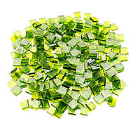 Набор кусочков мозаики слюда форма квадрат 200 грамм 1*1 см 280 штук цвет Зеленый полупрозрачный 3613