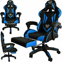 Игровое кресло для геймеров Malatec 124 чёрно-синее эко кожа (M124blue)