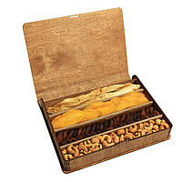 Набор орехов и сухофруктов подарочный в коробке в виде большой деревянной книги 1530 гр