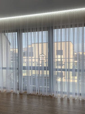 Біла однотонна тканина для тюля оптик з лляною ниткою, для спальні та зали