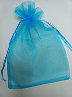 Торбинка для прикрас та подарунків з органзи 17х23см блакитний