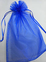 Торбинка для прикрас та подарунків з органзи 17х23см синій