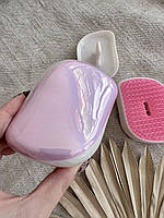 Компактний гребінець  з кришкою для розпутування волосся (в прозорому пакеті). Рожевий перламутровий