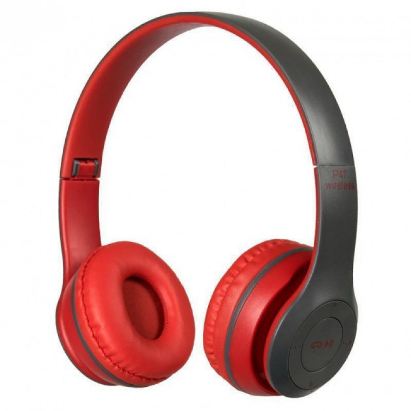 Накладні бездротові навушники P47 4.1+EDR Wireless headphones bluetooth ЧОРНО-ЧЕРВОНІ ( beats solo 2) EL0227