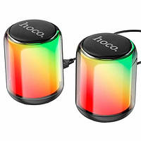 Комп'ютерна акустика Hoco BS56 Colorful з RGB підсвічуванням провідний та бездротовий режим Black