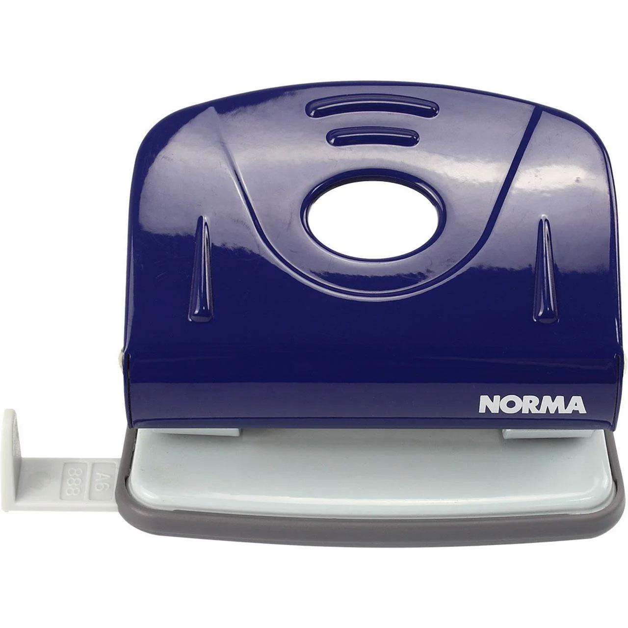 Дирокол "Norma" 4345  8см  20арк металевий з лінійкою синій, шт, фото 1