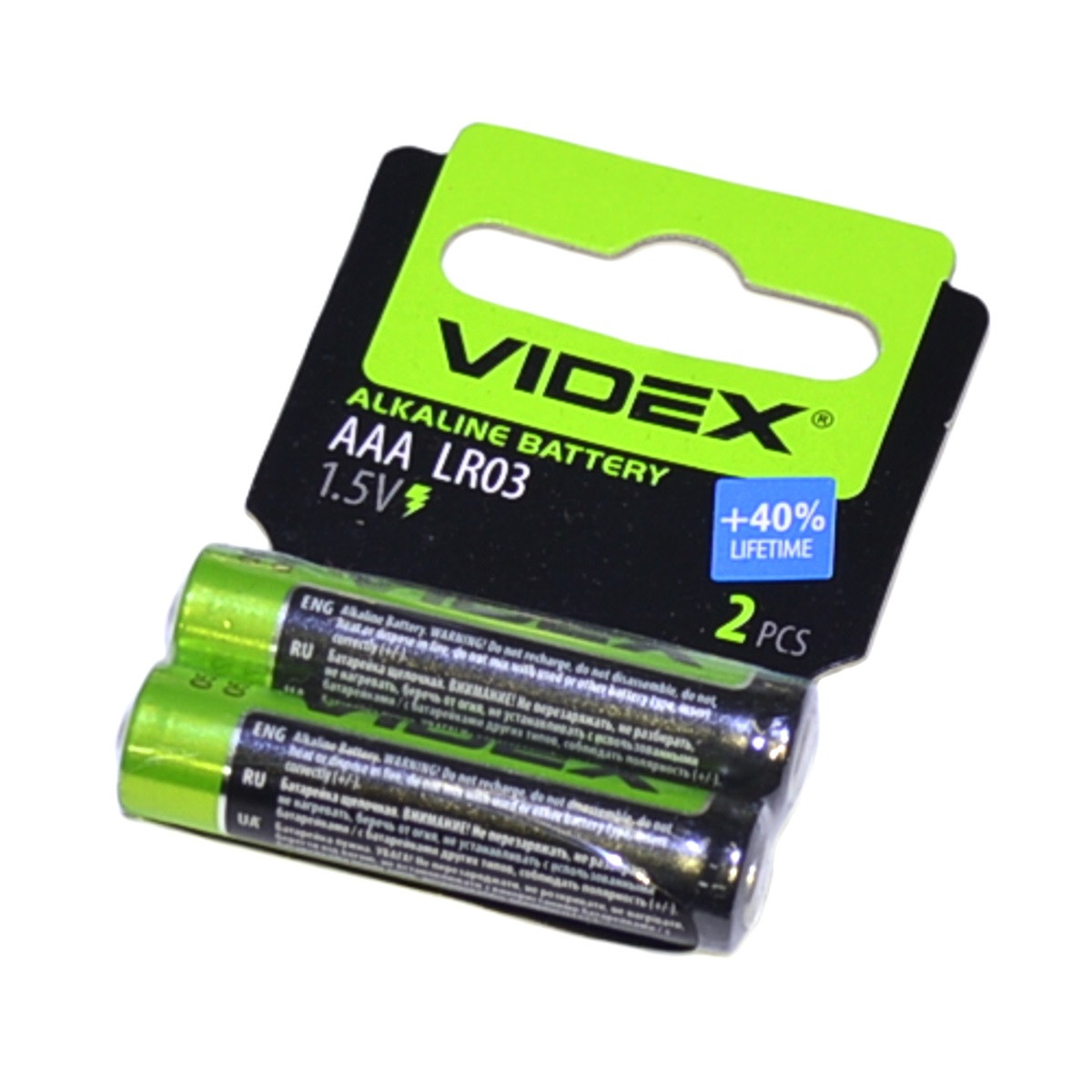 Батарейка LR03/AAA лужна / Alkaline "Videx" 2 шт/уп, фото 1