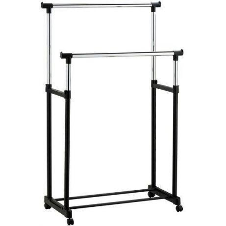 Підлогова, подвійна телескопічна вішалка-стійка для одягу Double Bar Rack Hight Ajustable (30 кг).Уцінка!!! EL0227