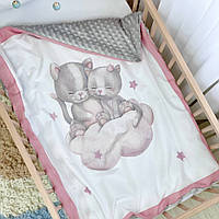 Плед-конверт з одеялом для новорожденной девочки Малыши котята розовый плед на выписку из роддома 80*100 см
