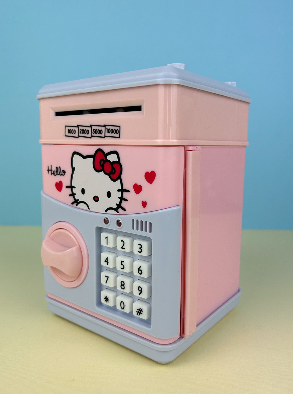 Електронна Скарбничка сейф з кодовим замком + купюроприймач "Hello Kitty", рожева