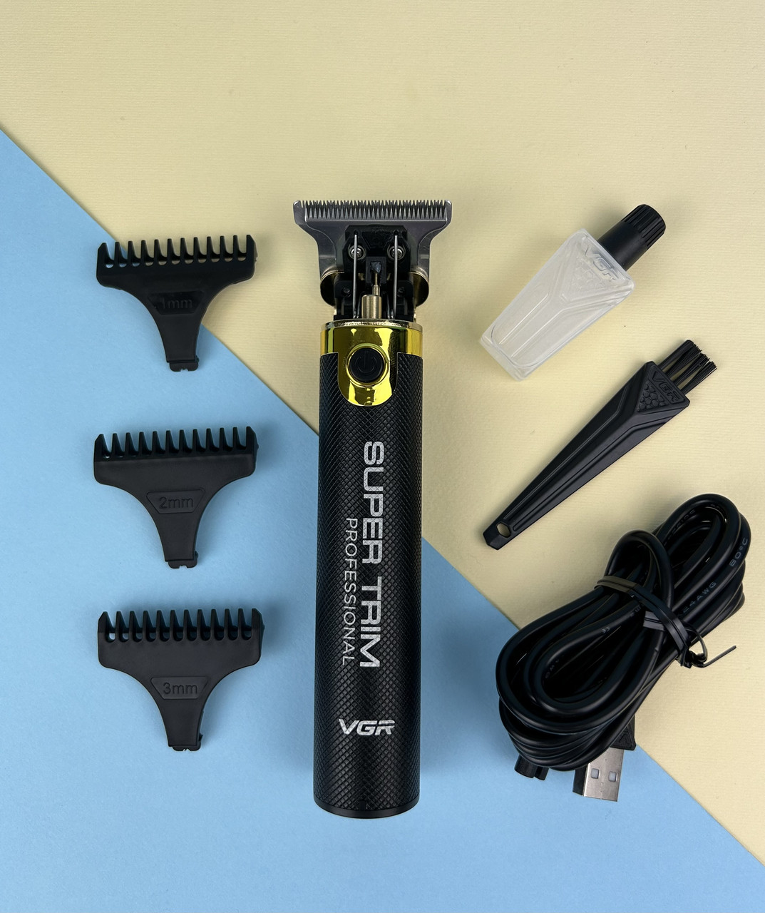 Акумуляторна машинка для стрижки VGR V-082 (тример для стрижки волосся та бороди), чорна