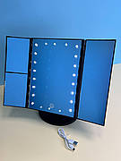 Настільне дзеркало для макіяжу з LED підсвічуванням 22 світлодіода, чорне