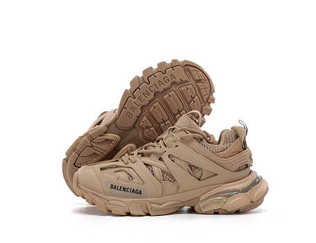 Жіночі кросівки Balenciaga Track Beige бежеві Баленсіаги шкіра текстиль багатошарова підошва демісезон, фото 1