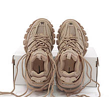 Жіночі кросівки Balenciaga Track Beige бежеві Баленсіаги шкіра текстиль багатошарова підошва демісезон, фото 6