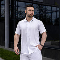 Мужская рубашка c коротким рукавом белая Pobedov Marsel
