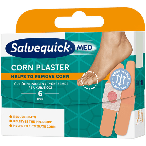 Salvequick Corn Med, пластирі від мозолів, із саліциловою кислотою, 6 шт.
