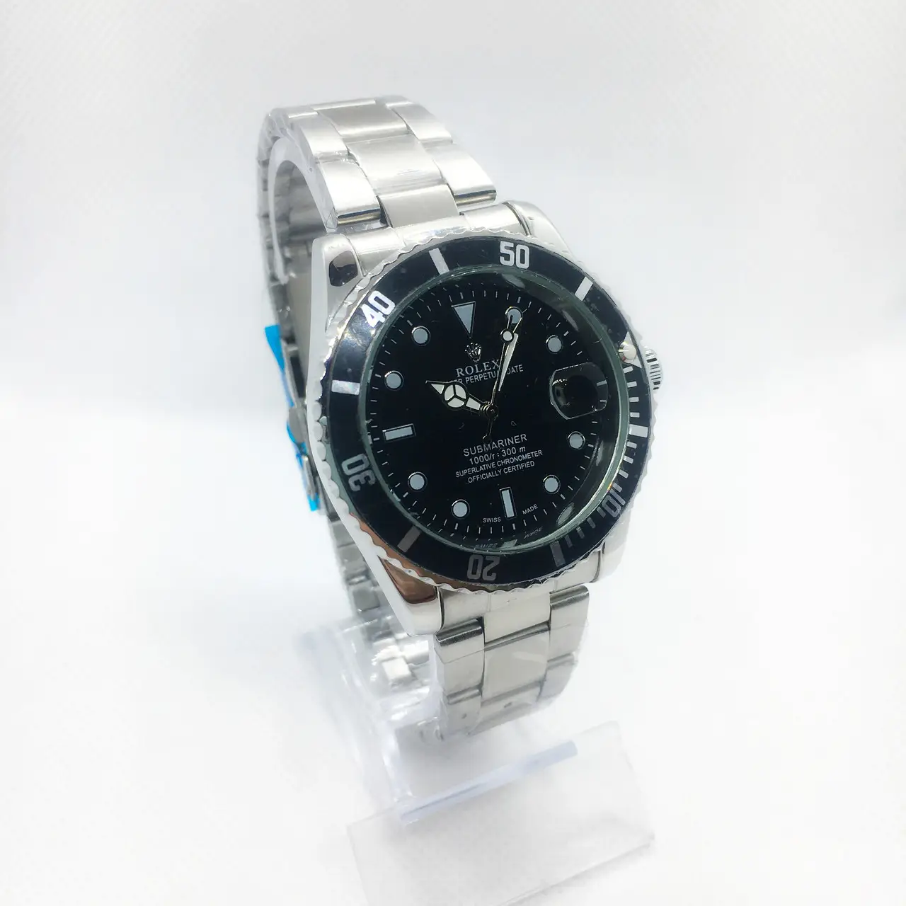 Чоловічий наручний годинник срібло з чорним циферблатом ( код: IBW264SB )