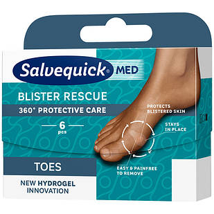 Salvequick Blister Rescue Toe, Пластирі гідрогелеві від мозолів на пальцях, 6 шт.