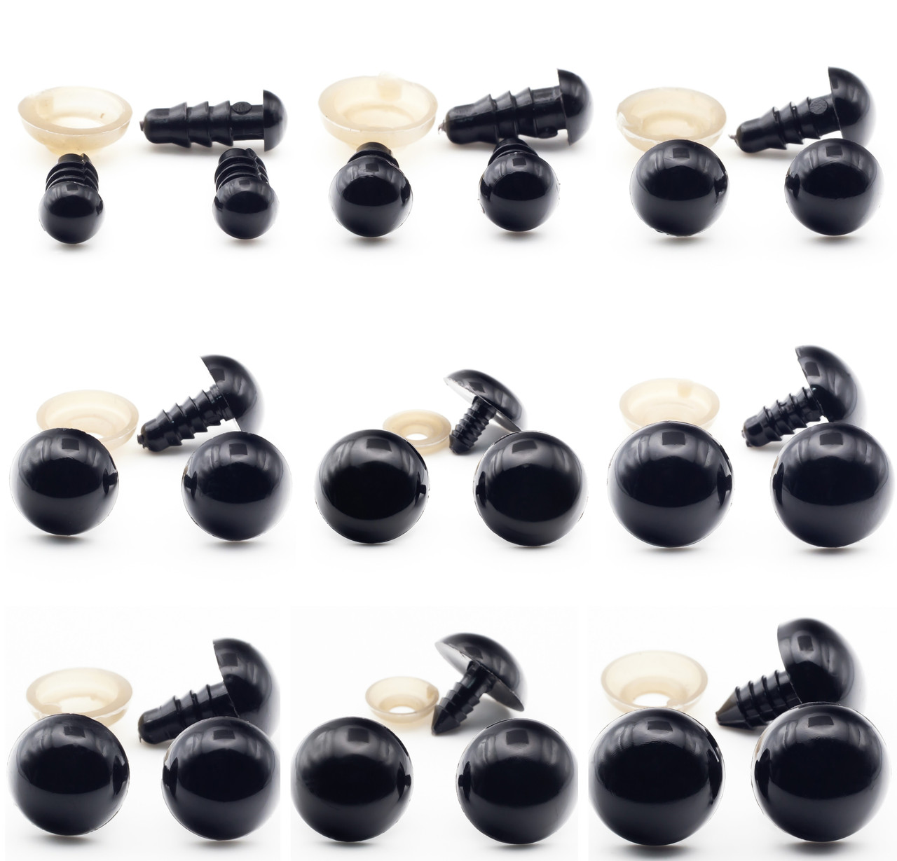 Набір Чорних очей 5-20 мм упаковка Zip Lock всього 216 шт., фото 1