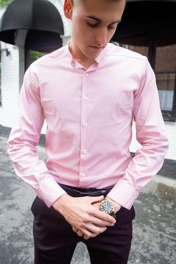 Мужская рубашка классическая розовая Pobedov Lev - фото 5 - id-p1868211873