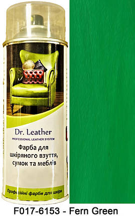 Аерозольна фарба для шкіри в балоні 384 мл. "Dr.Leather" Touch Up Pigment Fern Green (Світло лісово-зелений), фото 2