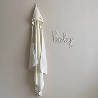 Полотенце уголок для новорожденного из вафельной ткани, детское полотенце хлопковое с уголком молочно 90*100 с