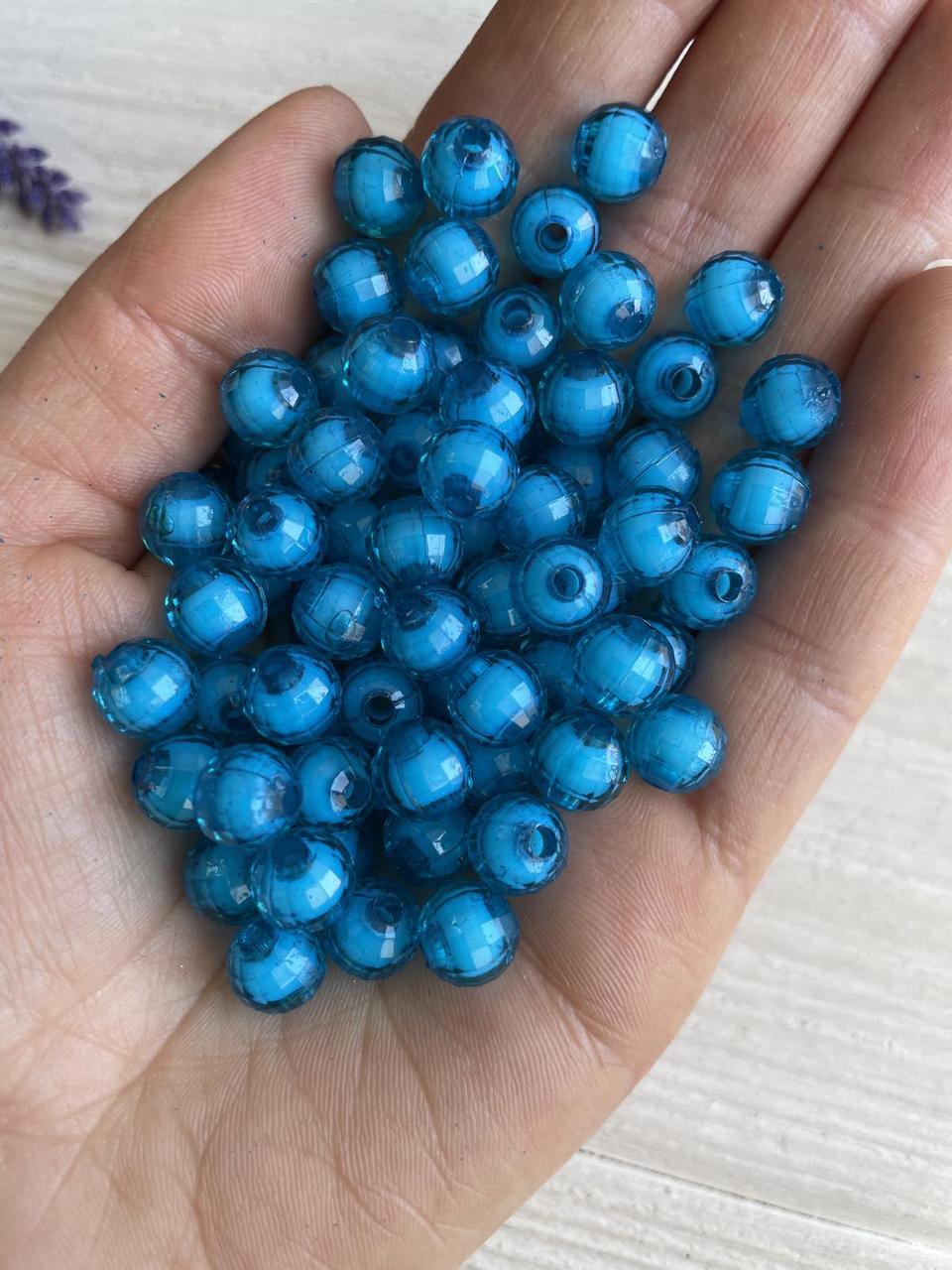 Намистини круглі "Цукерочки" 8 мм , яскраво голубі    500 грам