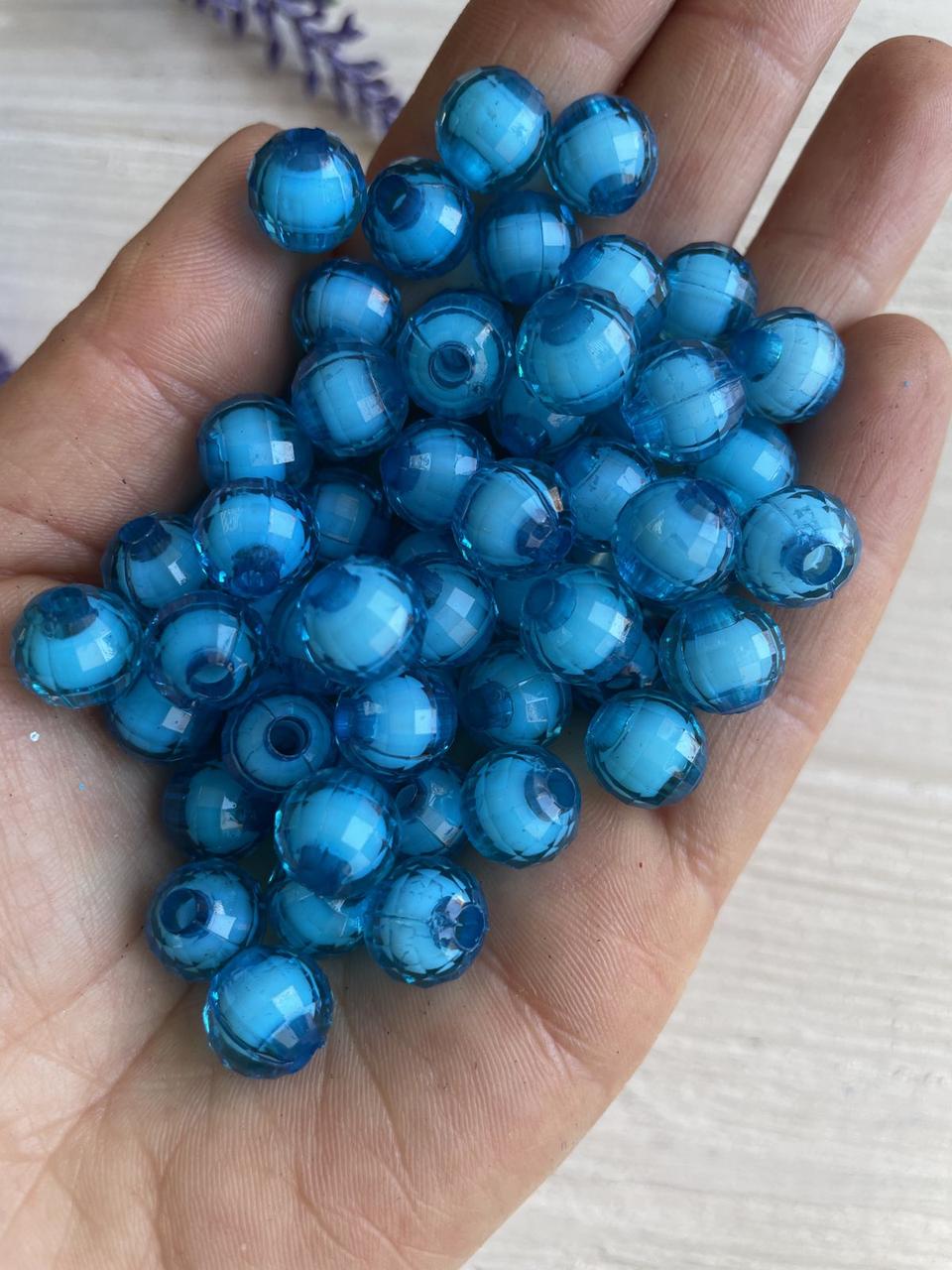 Бусини круглі " Цукерки" 10 мм, яскраво голубі 500 грамів