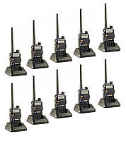 Рация портативная Baofeng UV-5R VHF/UHF 8 Ватт до 10 км + Гарнитура 10 шт