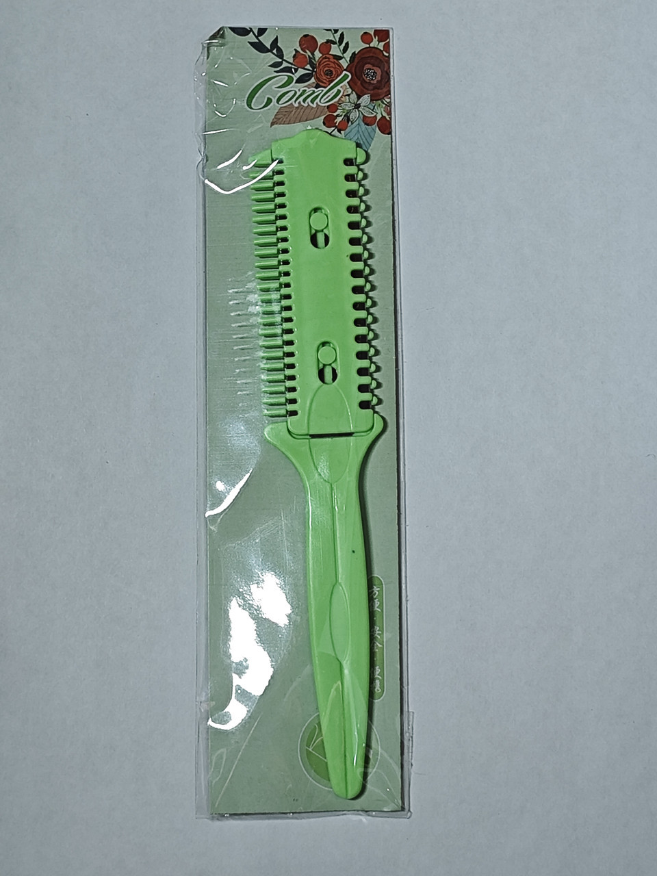 Парикмахерская расческа на два лезвия для филировки волос 17,5 см 1 шт. Зеленый - фото 1 - id-p1313222496