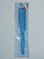Парикмахерская расческа на два лезвия для филировки волос 17,5 см 1 шт. Синий