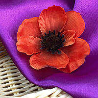 Искусственный цветок Мак 7 см - оранжевый