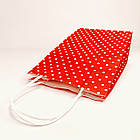 Пакет подарунковий паперовий Горох з ручками 24х15х9 см червоний, фото 3