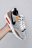 Мужские кроссовки Nike Air Max 90 Light Grey Brown серые найк аир макс летние повседневные весна лето