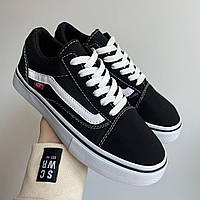 Чоловічі кеди Vans Old Skool Black/White 2 (чорні з білим) модне повсякденне взуття весна/літо/осінь 0539v