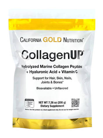 Морський колаген+вітамінC+гіалуронова к-та California Gold Nutrition CollagenUP 206г США, фото 2