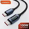 Кабель Toocki PD 100w Fast Charge Type-C to Type-C / 480Mbps / 1м / з дисплеєм Brown, фото 4