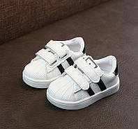 Стильные белые кросовки для мальчика и девочки для малышей размер 25, стелька 15,3 см