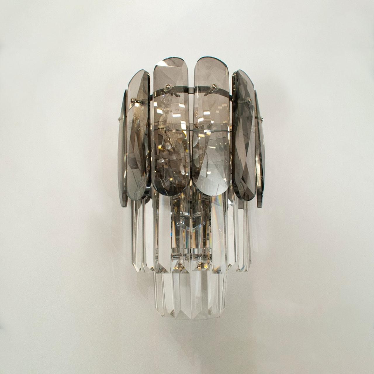 Сучасний кришталевий настінний світильник на 3 лампи колір каркаса хром D-311926-1W-HR, фото 1